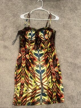 XOXO Black Multicolor Geometric Bust Mini Dress